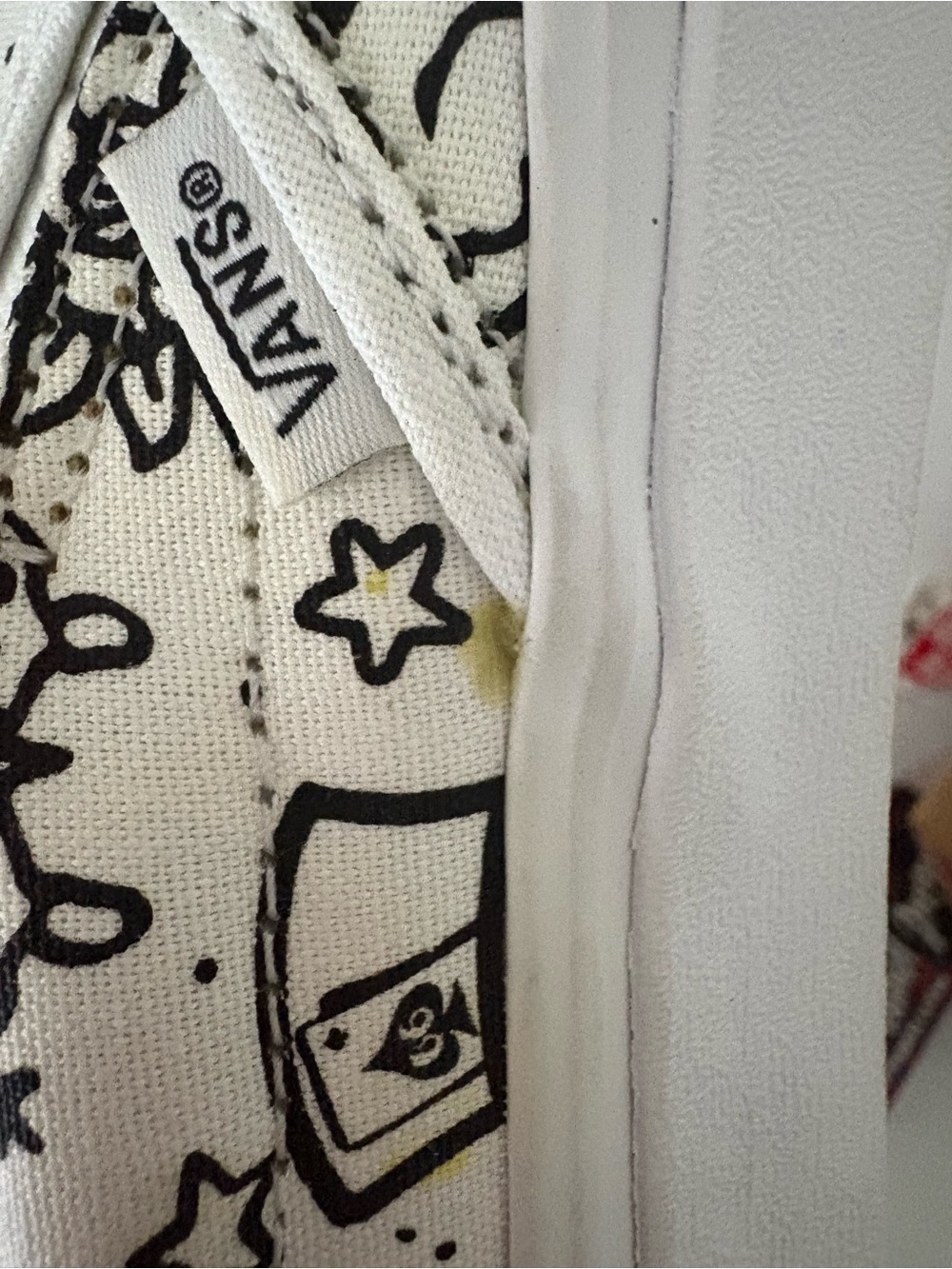 NWT- Vans White Slip-On Sneakers with Tattoo-Style Graphics-with Markers - Picture 13 of 13